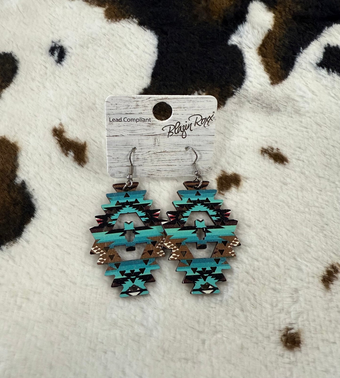 Blazing Roxx Aztec Wood Earrings