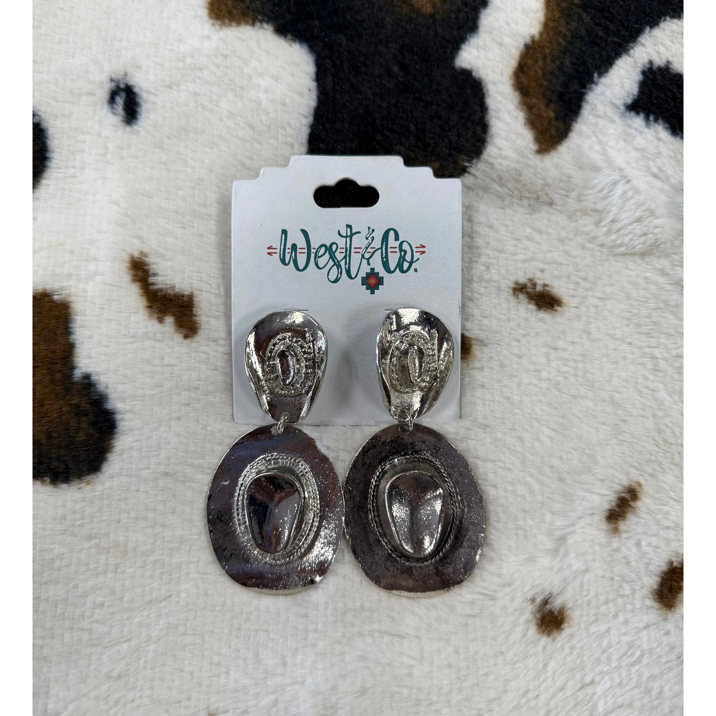West & Co. Silver Cowboy Hats Earrings