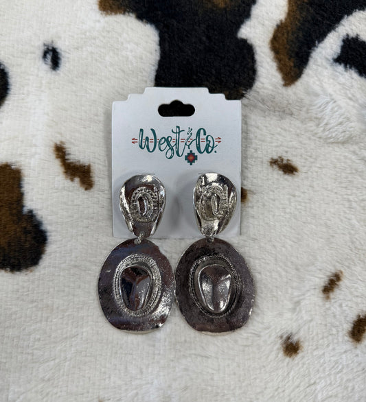 West & Co. Silver Cowboy Hats Earrings