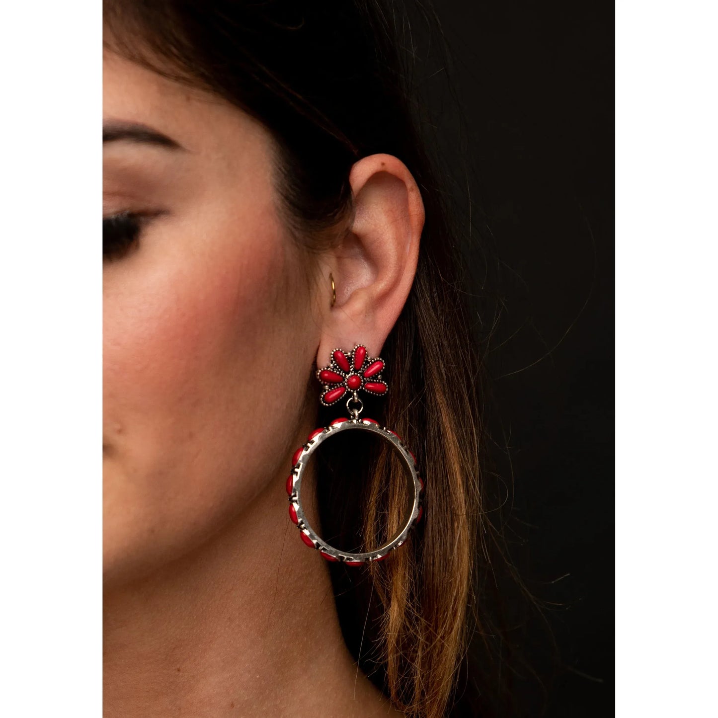West & Co. Red Flower Earrings