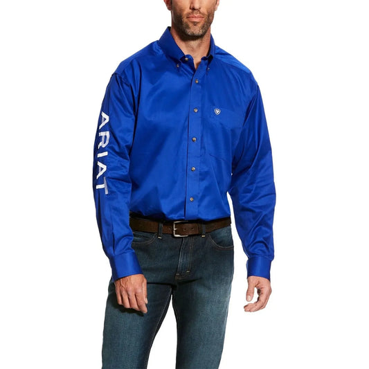 Ariat Men’s Blue Team Logo Twill LS Shirt