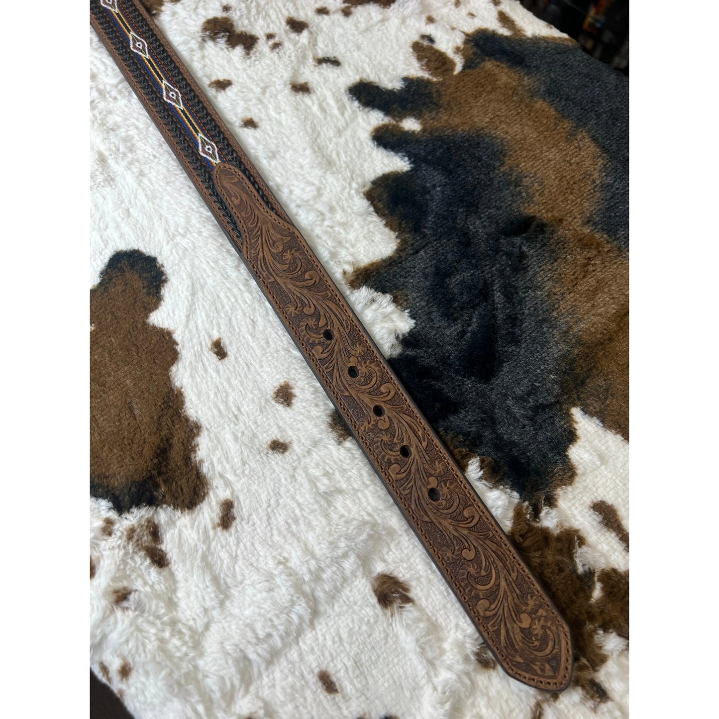 3D Vintage Buck Stitch Weave Western Belt