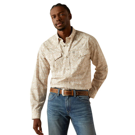 Ariat Men’s Khaki Wellington Snap Long Sleeve Shirt