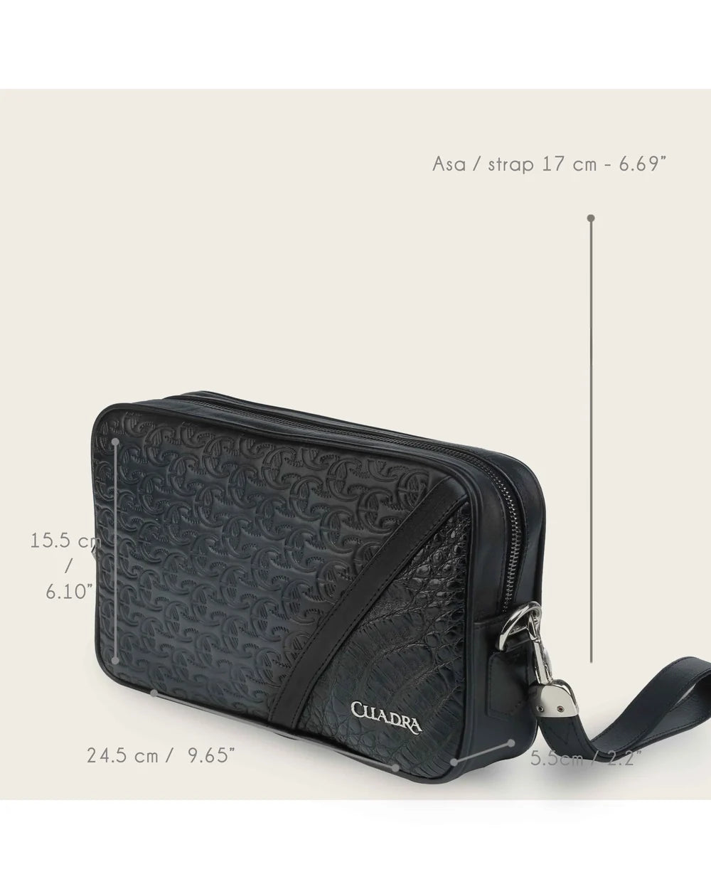 Cuadra Blue Caiman Laser Wrist Bag