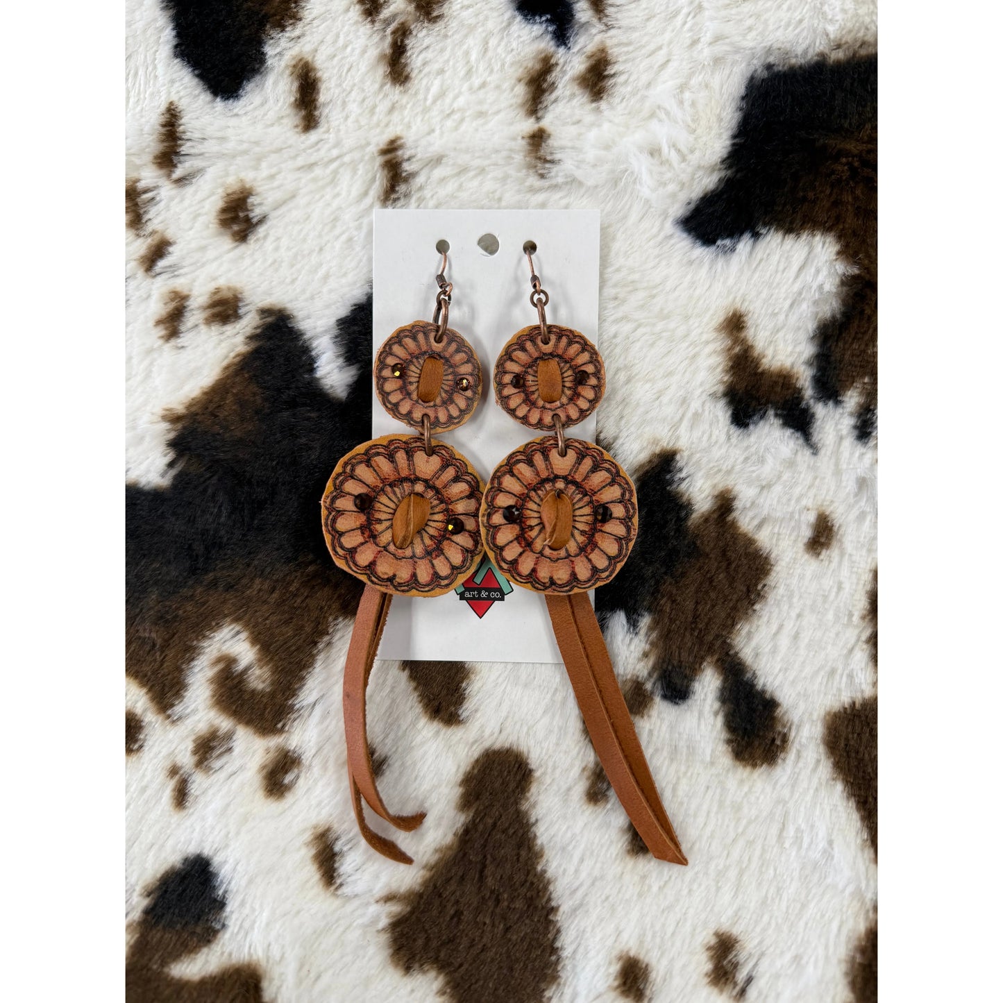 XOXO Art & Co. Tan Leather Earrings