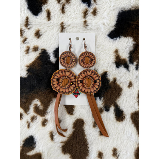 XOXO Art & Co. Tan Leather Earrings