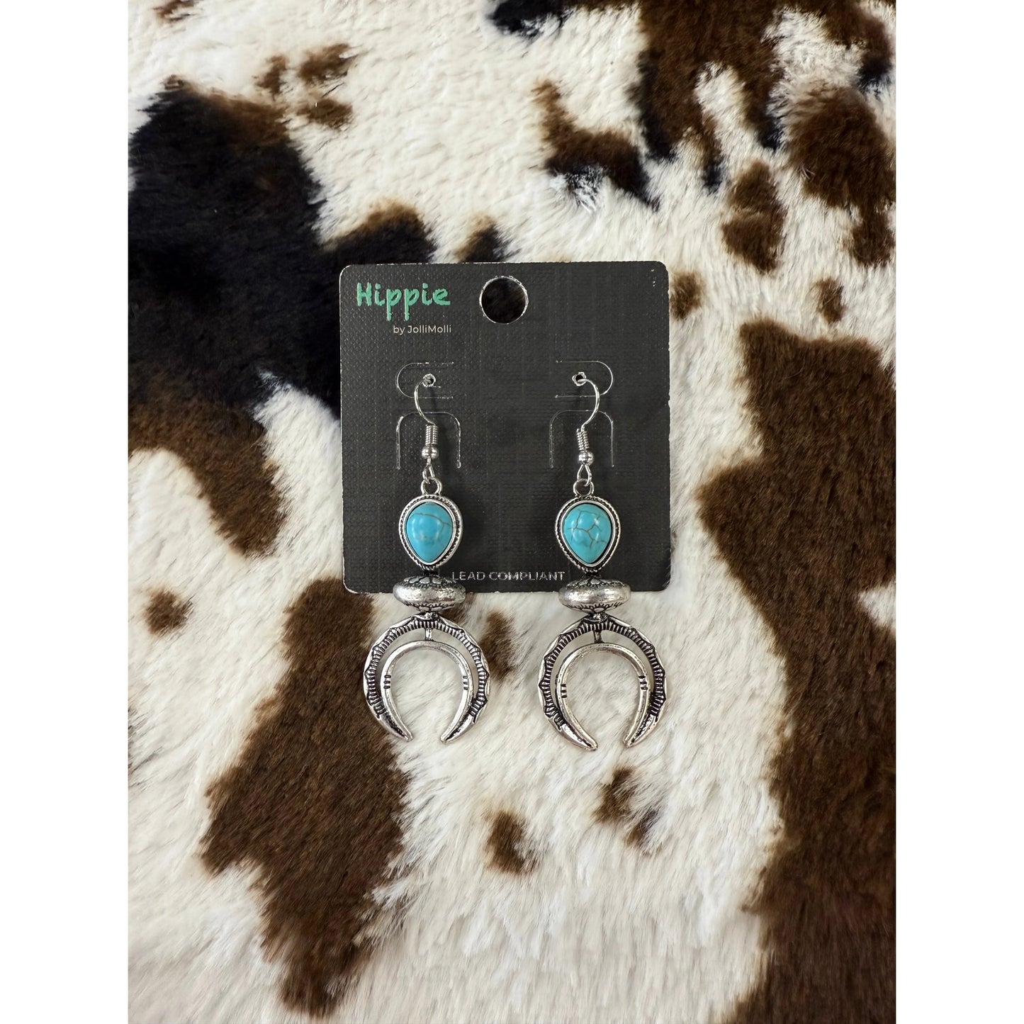Hippie Turquoise Silver Dangle Earrings