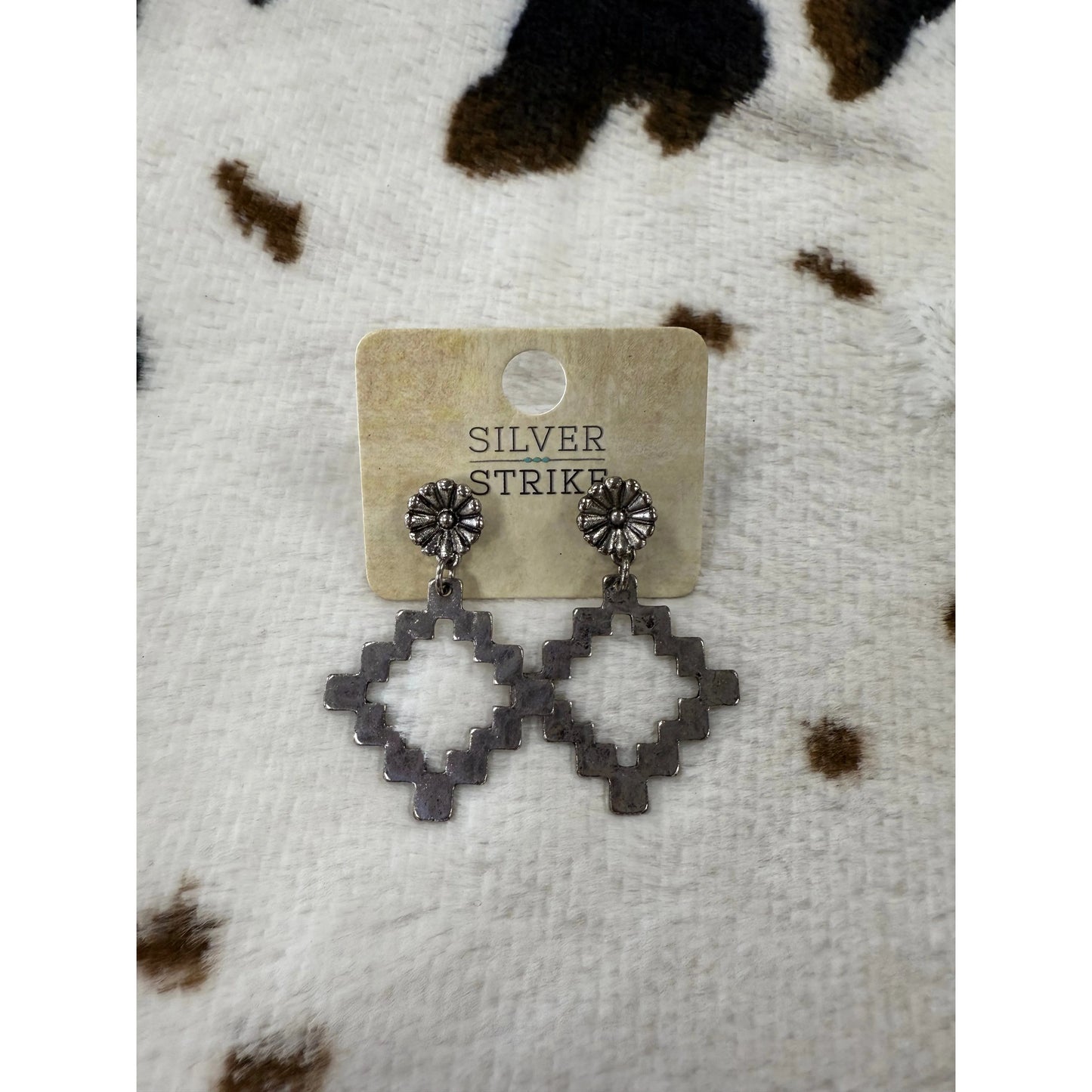 Silver Strike Flower Dangle Earrings