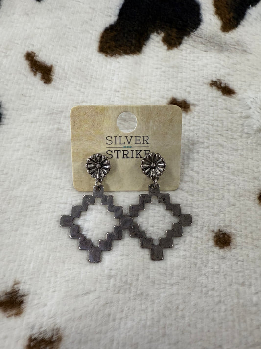 Silver Strike Flower Dangle Earrings