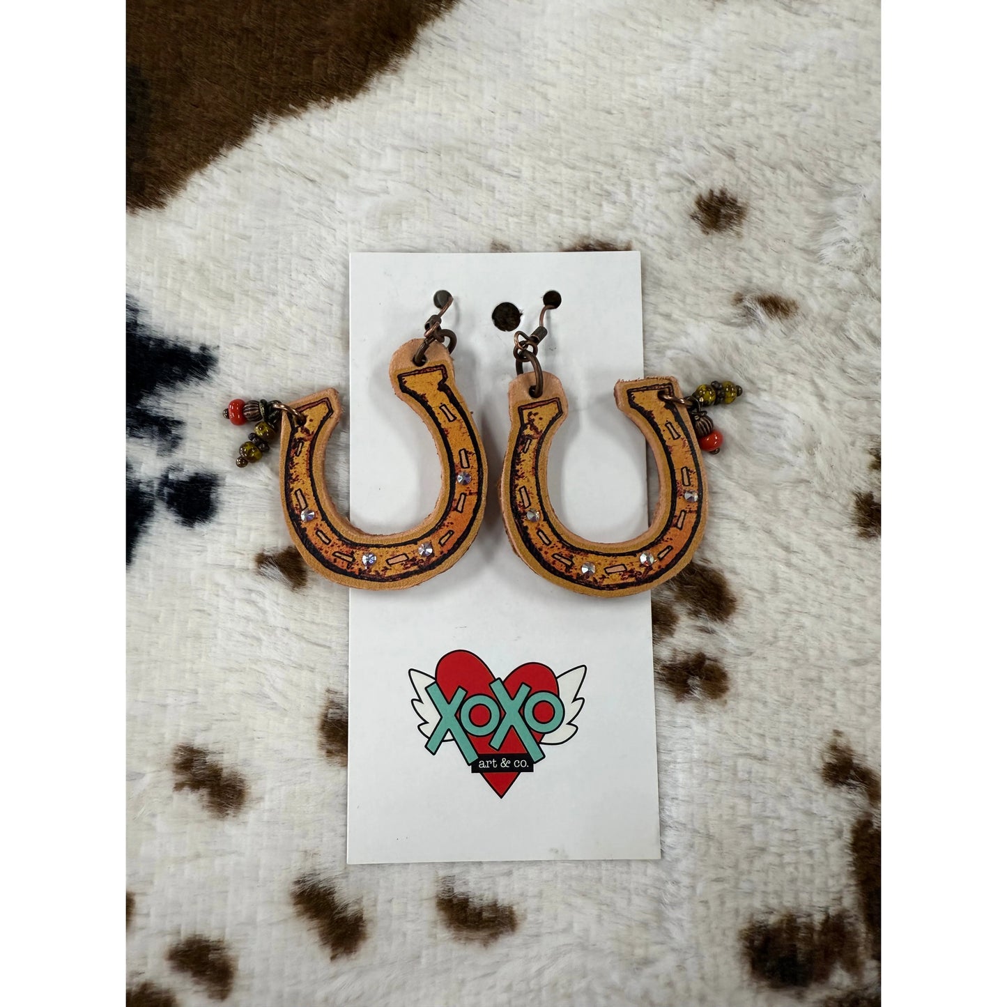 XOXO Art & Co. Horse Shoe Leather Earrings