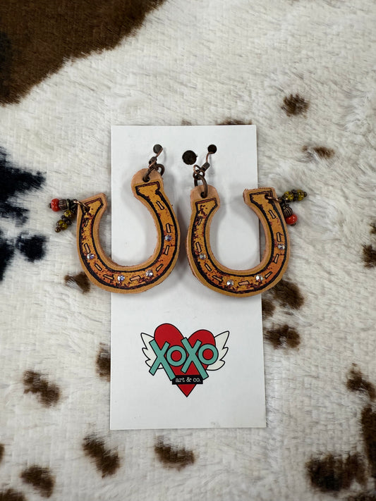 XOXO Art & Co. Horse Shoe Leather Earrings