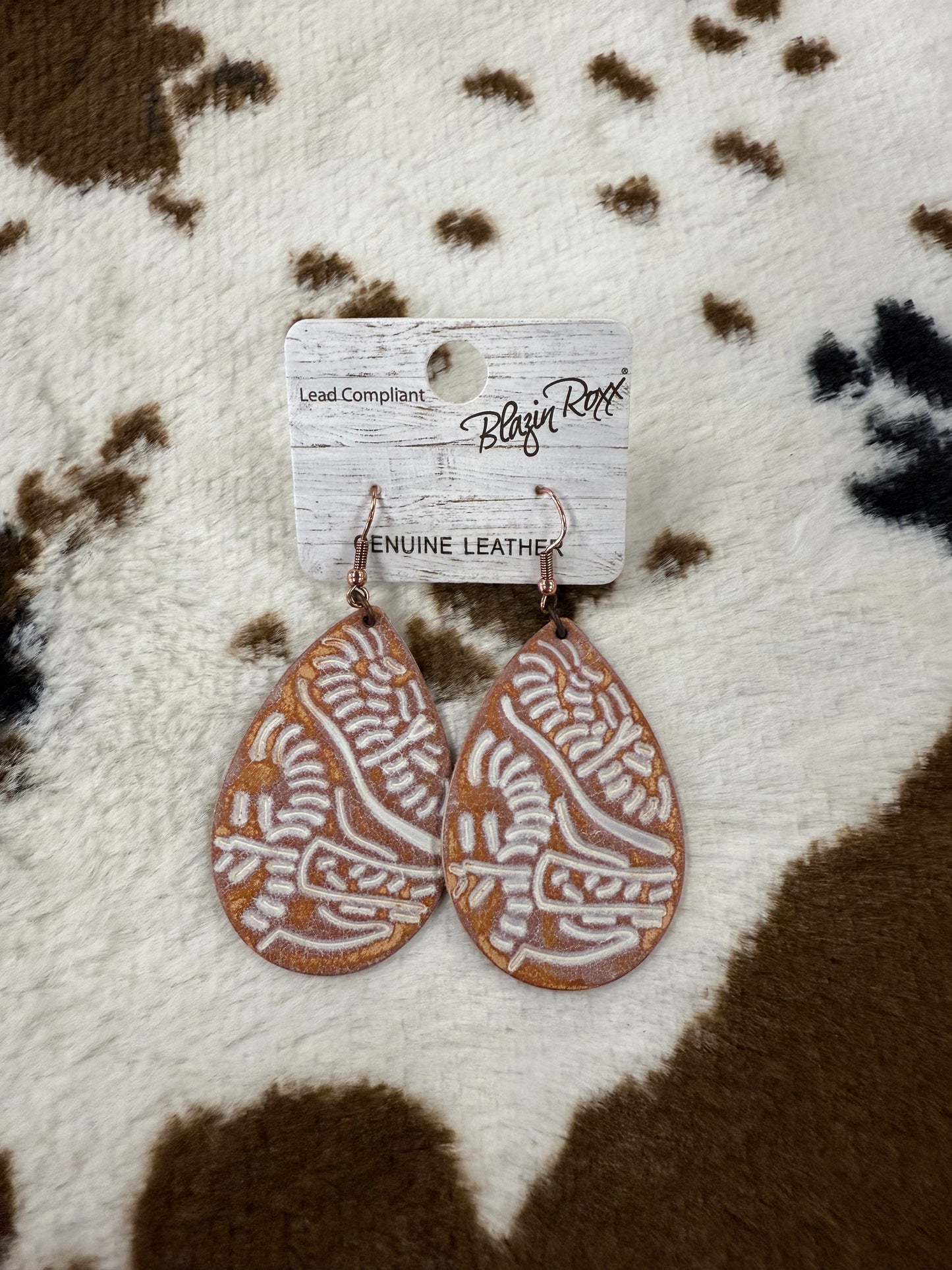 Blazin Roxx Leather Teardrop Earrings