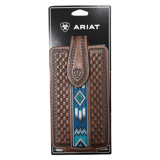 Ariat Phone Case Holder Leather Embossed Weave Embroidered