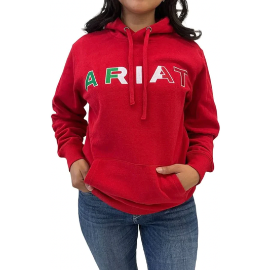 Ariat Ladies Mexico Logo Red Pullover Hoodie