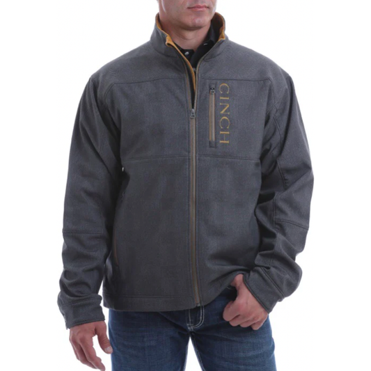 Cinch Mens Printed Bonded Jacket, Charcoal and Tobacco