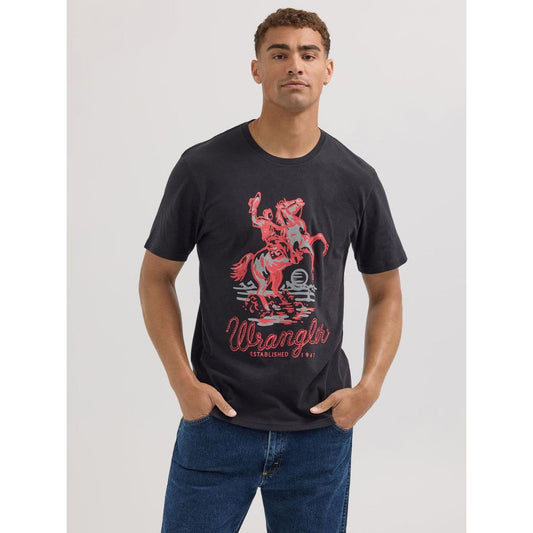 Wrangler Mens Western Black Cowboy T-Shirt