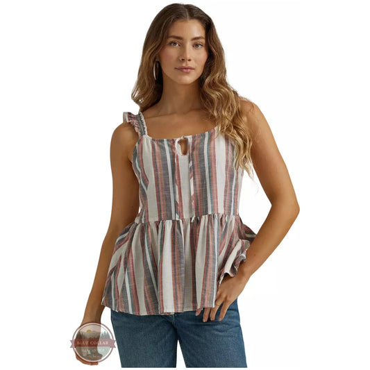 Wrangler Women's Retro Striped Punchy Peplum Top