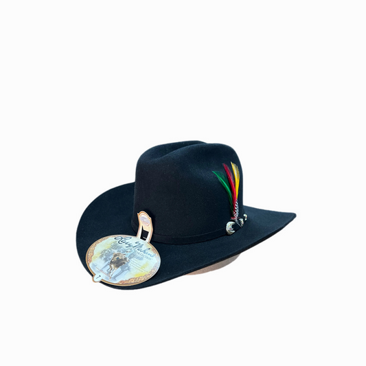 Larry Mahan 6X Black Fur Felt Hat, 3 1/2 Inch Brim