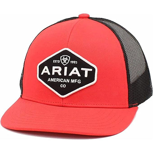 Ariat Logo Patch Red Black Snapback Cap