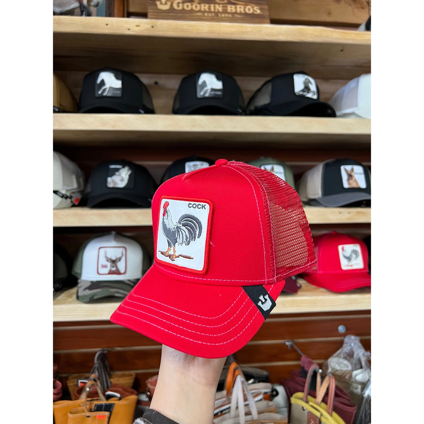 GOORIN BROS. THE ROOSTER RED TRUCKER HAT